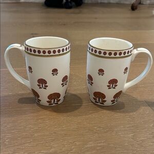 Set of 2 Ritu Kumar Cream and Gold Designer Mugs - bought in India